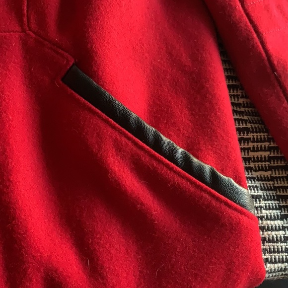 SOLD!! Gorgeous red coat with faux leather detail - Picture 3 of 6